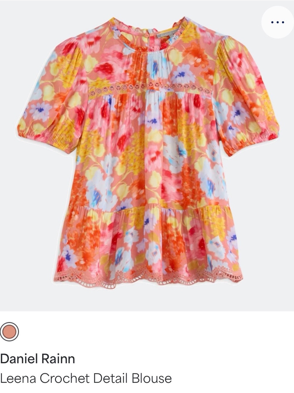 Daniel Rainn Multi-Color Floral Crochet Trim Women’s Blouse- brand new